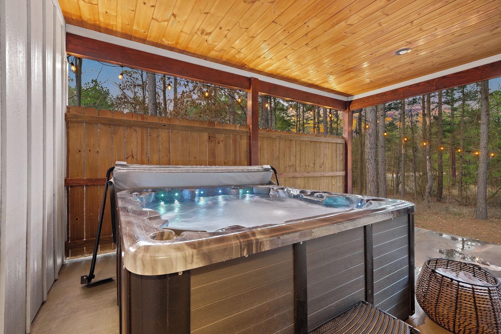 Hot tub on the covered patio